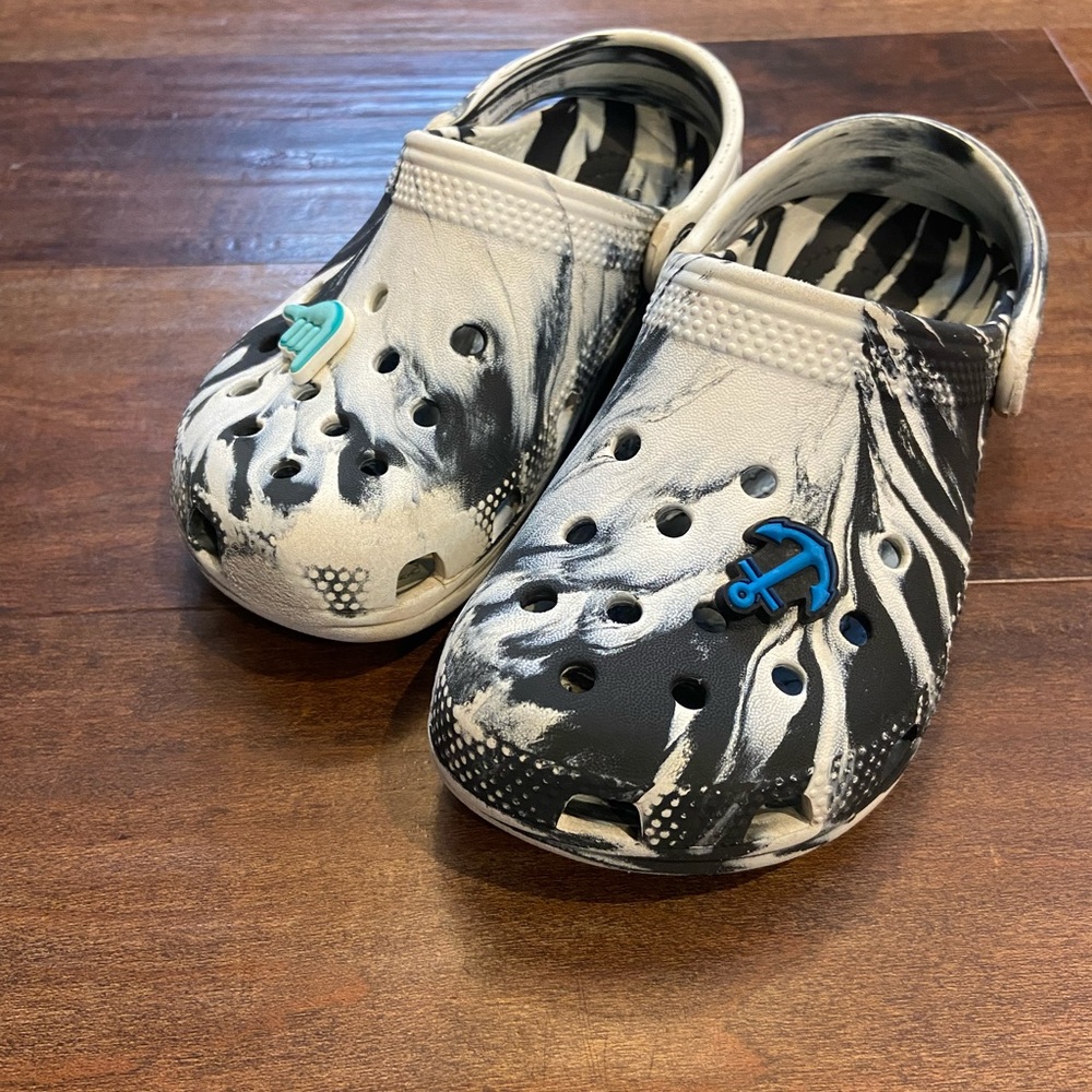 Kids Black and White Crocs